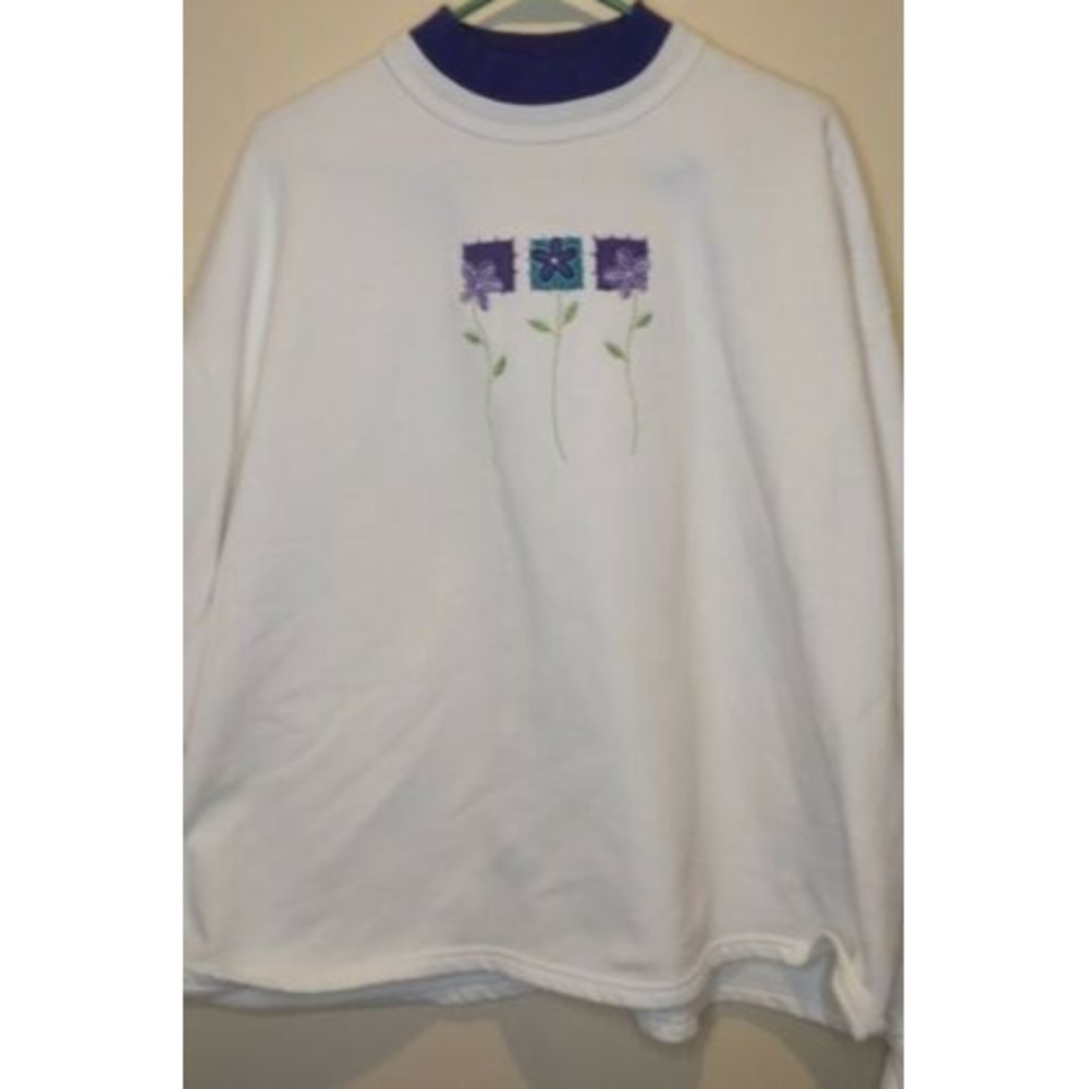 VTG 90s Top Stitch by Morning Sun Sweatshirt Size 3X Spring Flowers